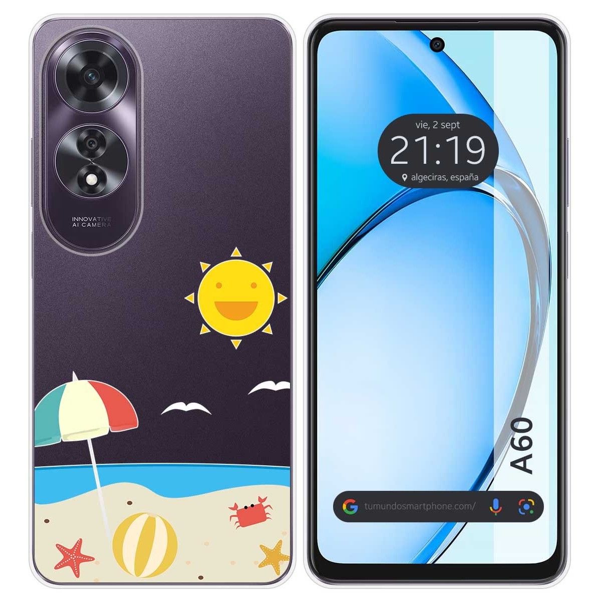 Funda Silicona Transparente para Oppo A60 4G diseño Playa Dibujos