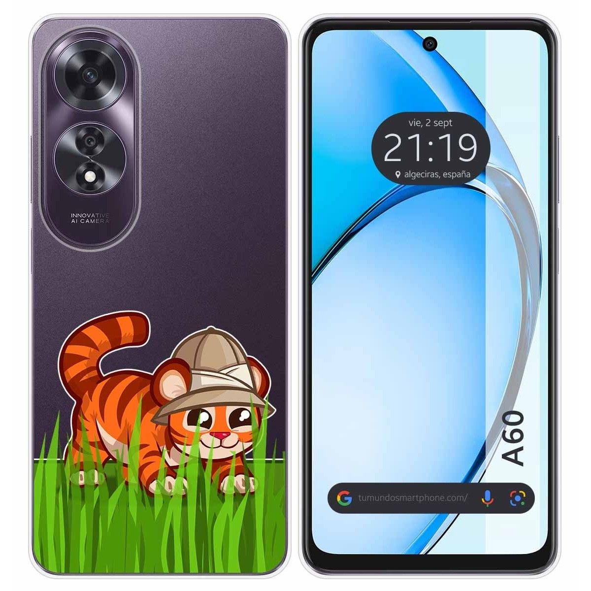 Funda Silicona Transparente para Oppo A60 4G diseño Tigre Dibujos