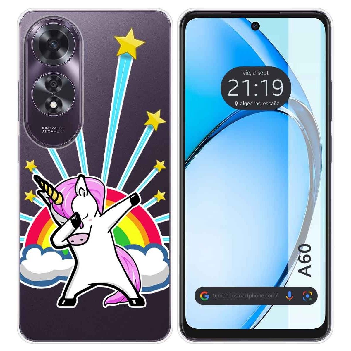 Funda Silicona Transparente para Oppo A60 4G diseño Unicornio Dibujos