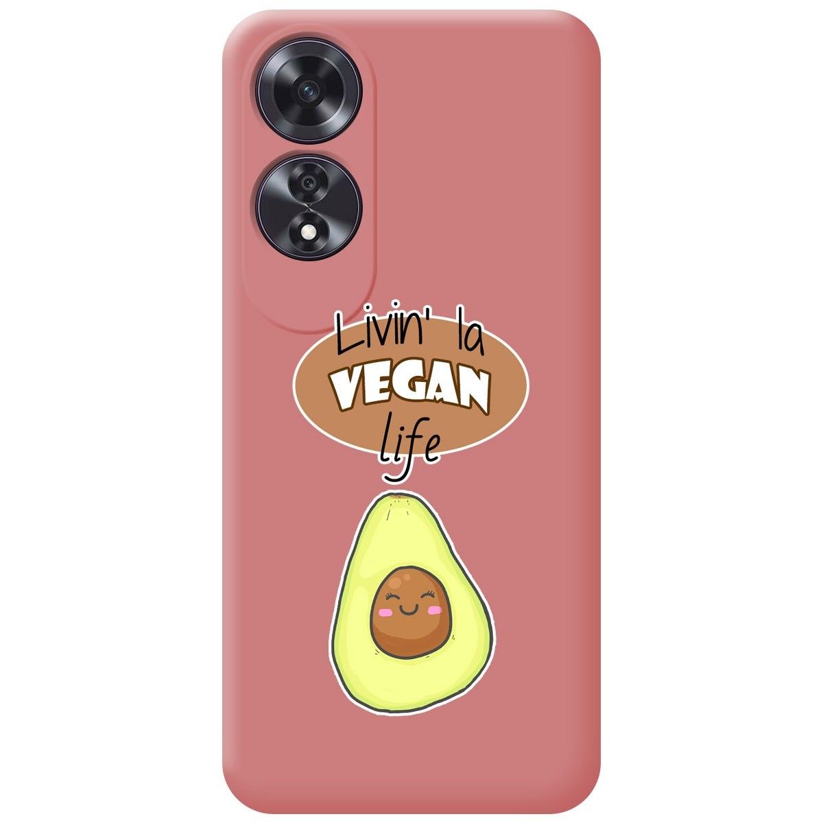 Funda Silicona Líquida Rosa para Oppo A60 4G diseño Vegan Life Dibujos