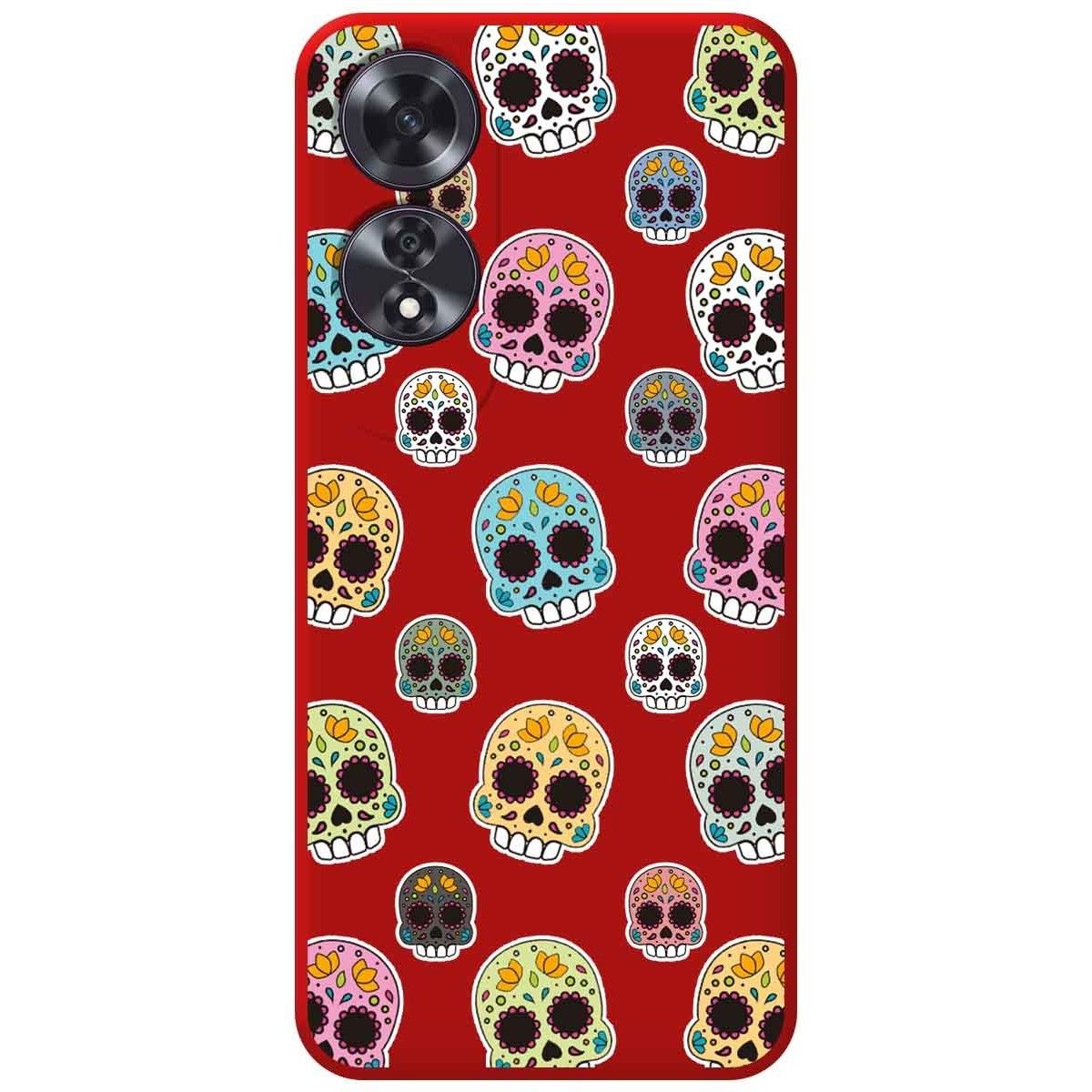 Funda Silicona Líquida Roja para Oppo A60 4G diseño Catrina Dibujos