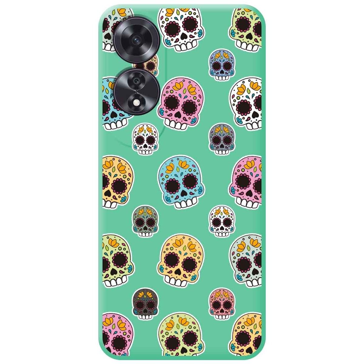 Funda Silicona Líquida Verde para Oppo A60 4G diseño Catrina Dibujos