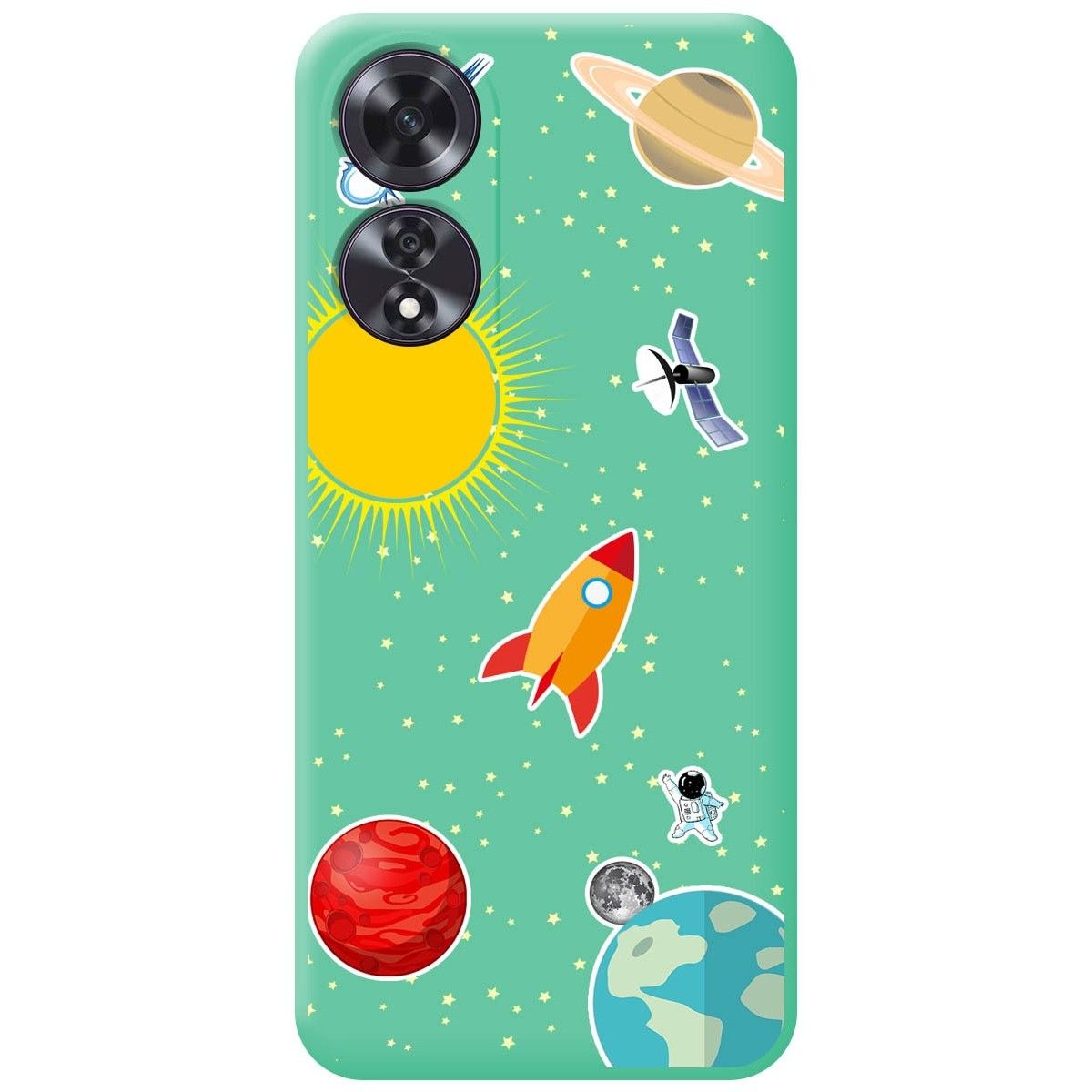 Funda Silicona Líquida Verde para Oppo A60 4G diseño Espacio Dibujos