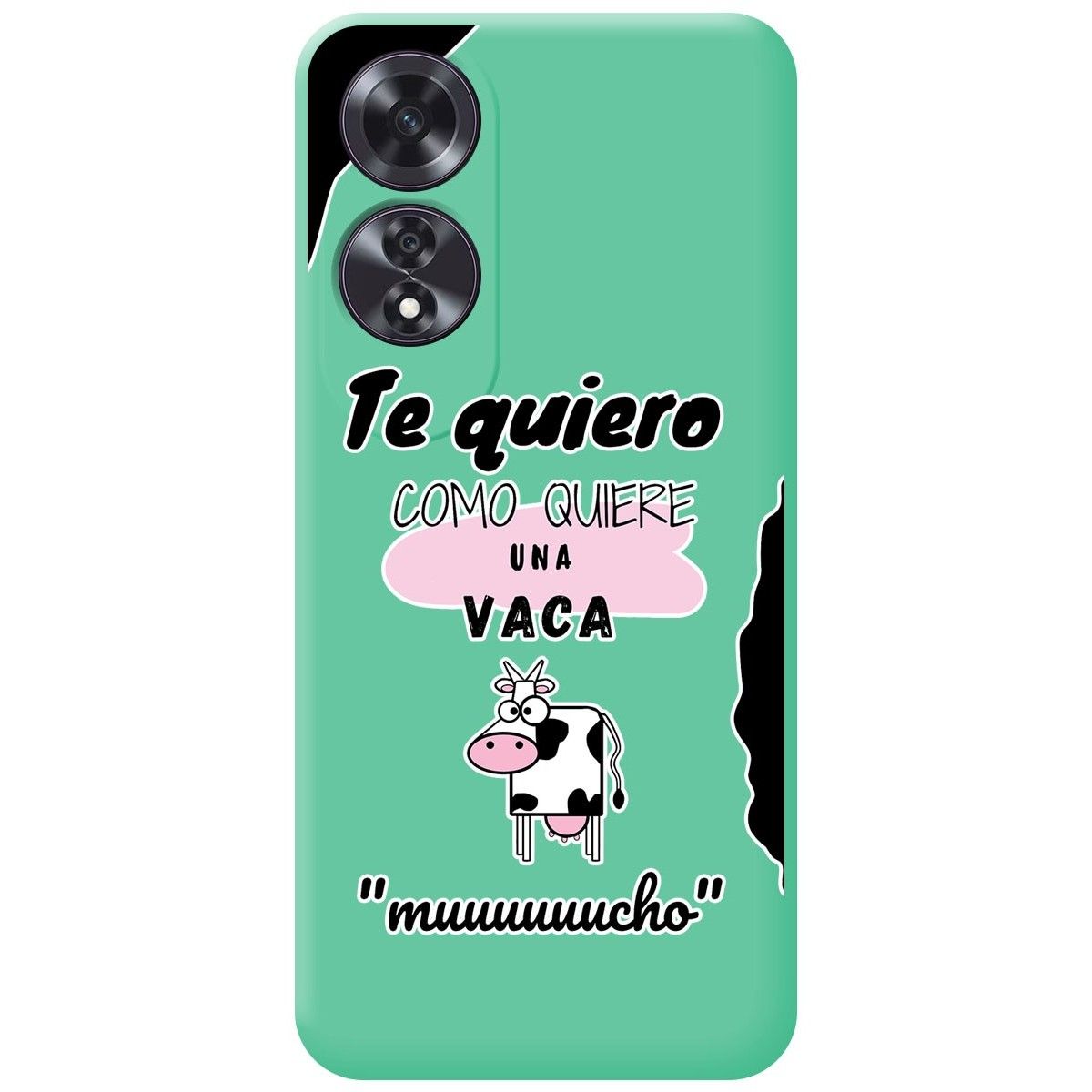 Funda Silicona Líquida Verde para Oppo A60 4G diseño Vaca Dibujos