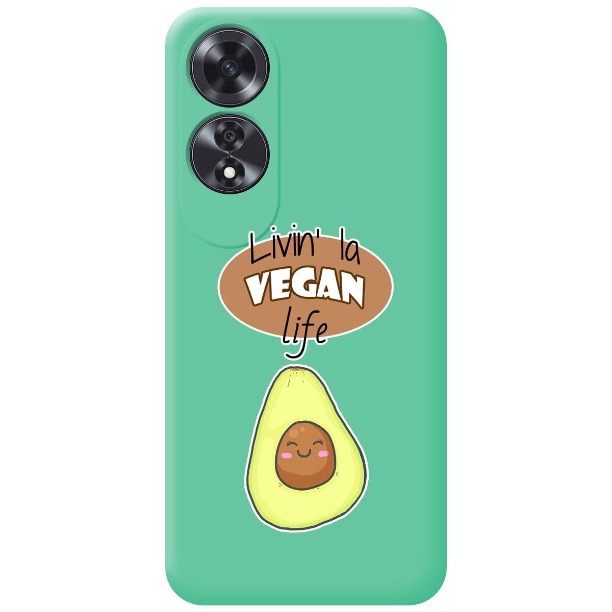 Funda Silicona Líquida Verde para Oppo A60 4G diseño Vegan Life Dibujos