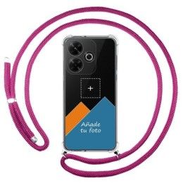 Personaliza tu Funda Colgante Transparente para Xiaomi Redmi 13 4G con Cordon Rosa Fucsia Dibujo Personalizada