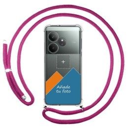 Personaliza tu Funda Colgante Transparente para Realme GT 6 / GT 6T 5G con Cordon Rosa Fucsia Dibujo Personalizada