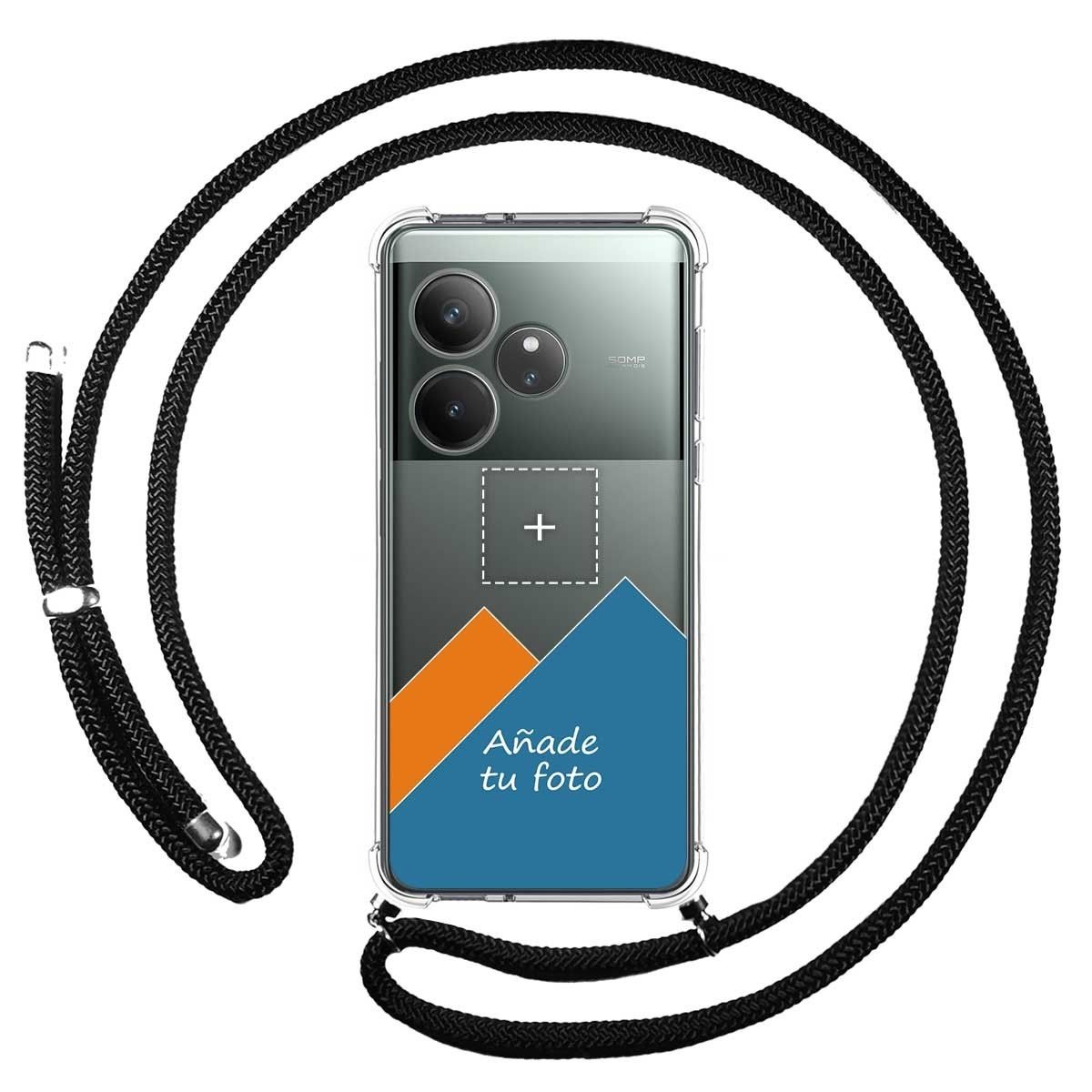 Personaliza tu Funda Colgante Transparente para Realme GT 6 / GT 6T 5G con Cordon Negro Dibujo Personalizada