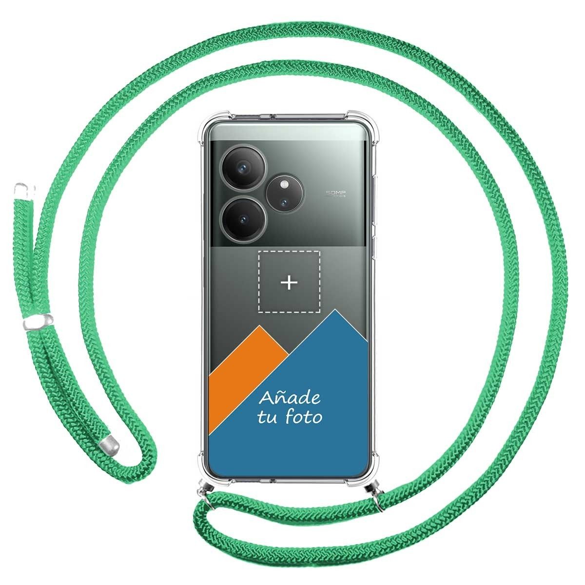 Personaliza tu Funda Colgante Transparente para Realme GT 6 / GT 6T 5G con Cordon Verde Agua Dibujo Personalizada