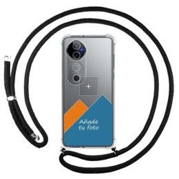 Personaliza tu Funda Colgante Transparente para Vivo V40 5G con Cordon Negro Dibujo Personalizada