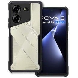 Funda Transparente Reforzada con Borde Negro para TECNO POVA 5 Pro 5G