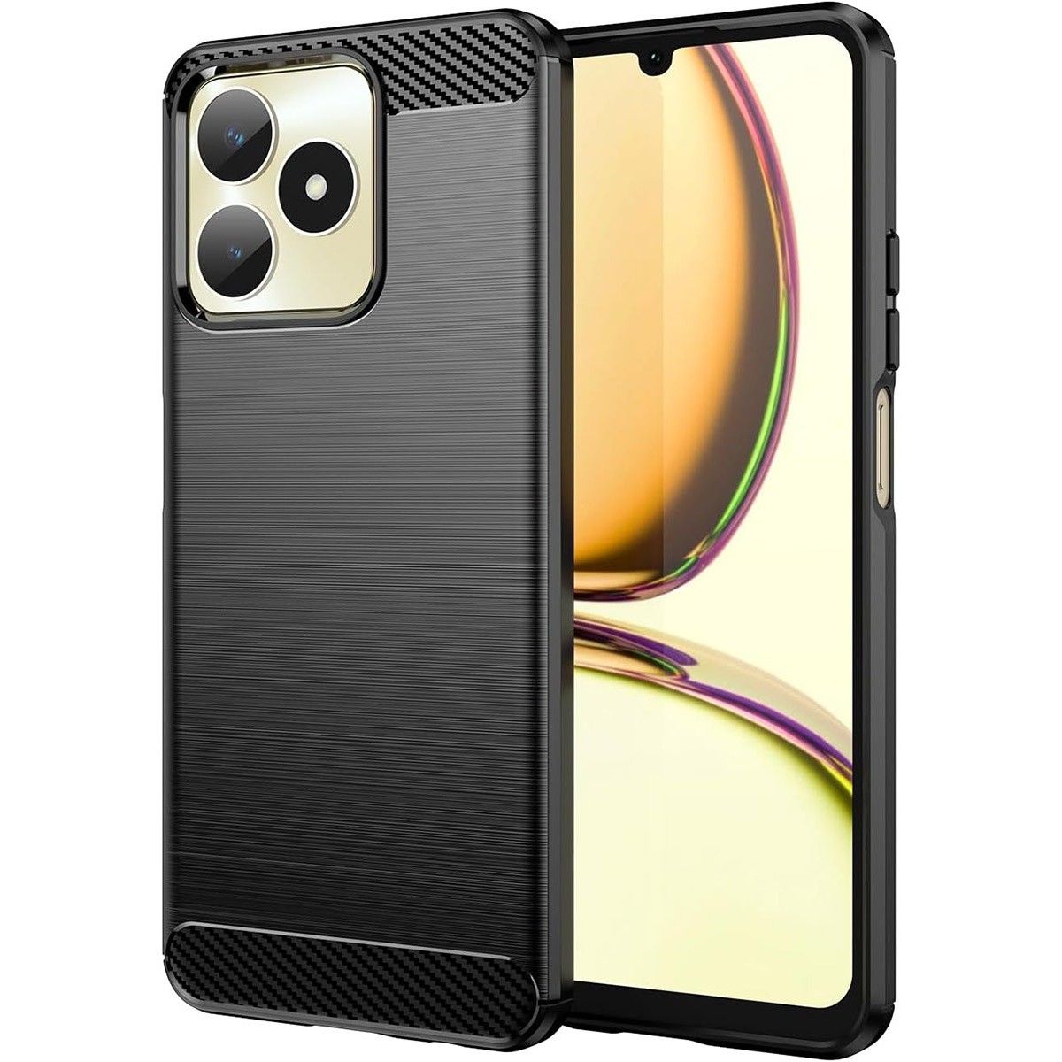 Funda Gel Tpu Tipo Carbon Negra para Realme C51