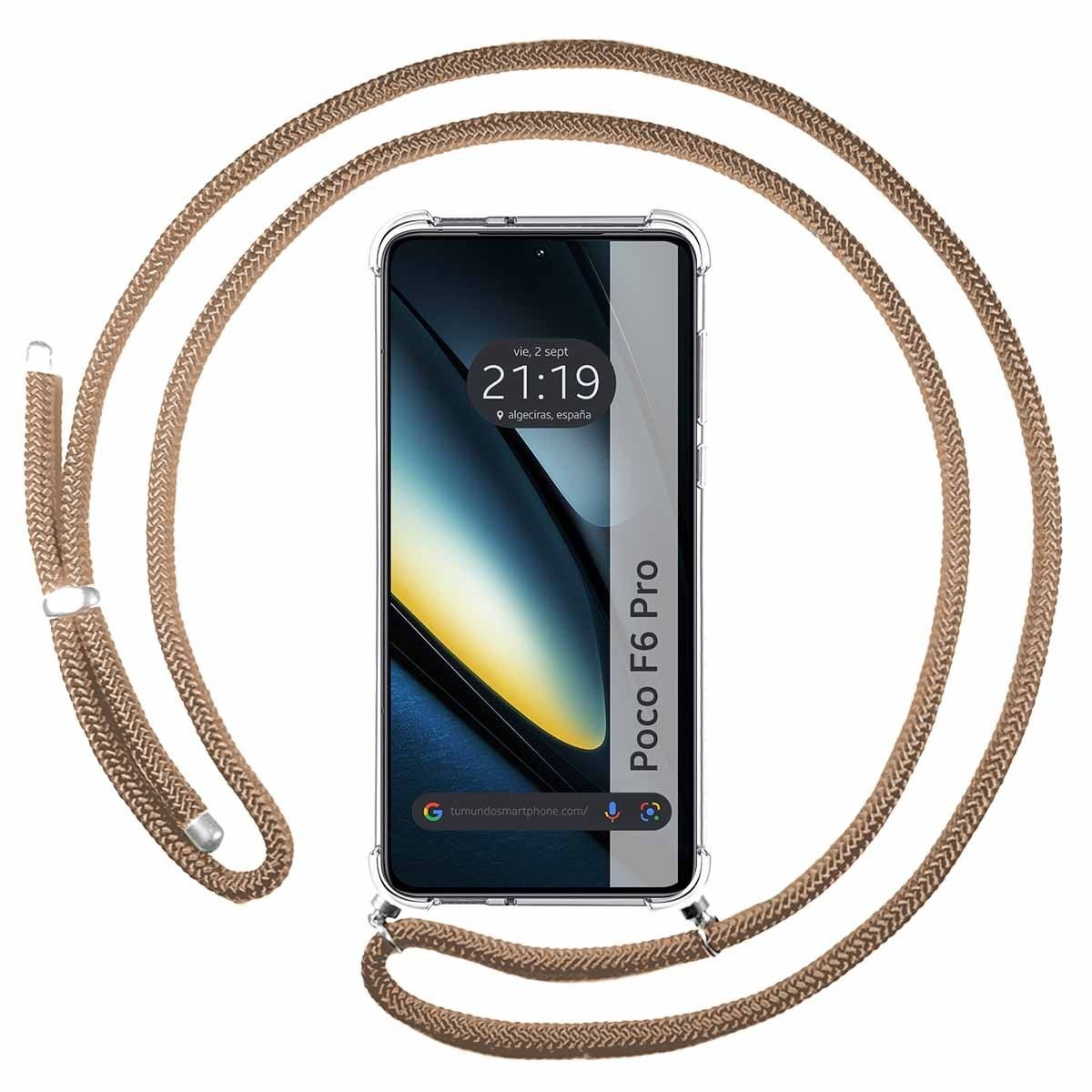 Funda Colgante Transparente para Xiaomi Poco F6 Pro 5G con Cordon Camel