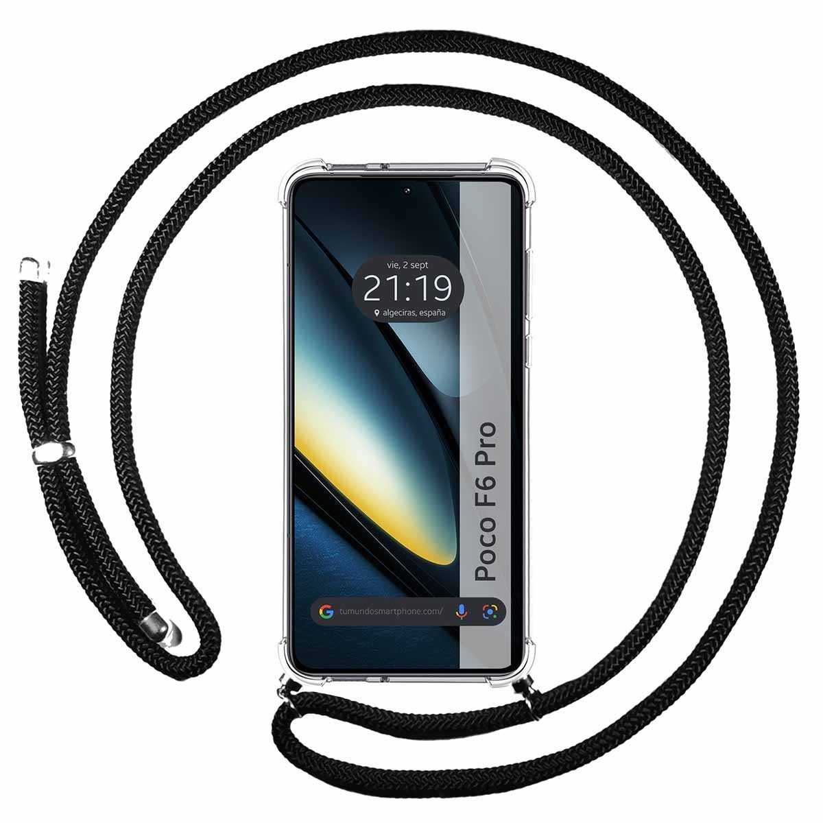 Funda Colgante Transparente para Xiaomi Poco F6 Pro 5G con Cordon Negro