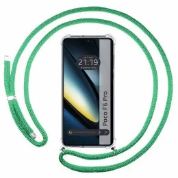 Funda Colgante Transparente para Xiaomi Poco F6 Pro 5G con Cordon Verde Agua