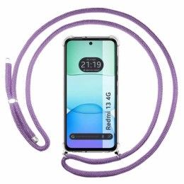 Funda Colgante Transparente para Xiaomi Redmi 13 4G con Cordon Morado