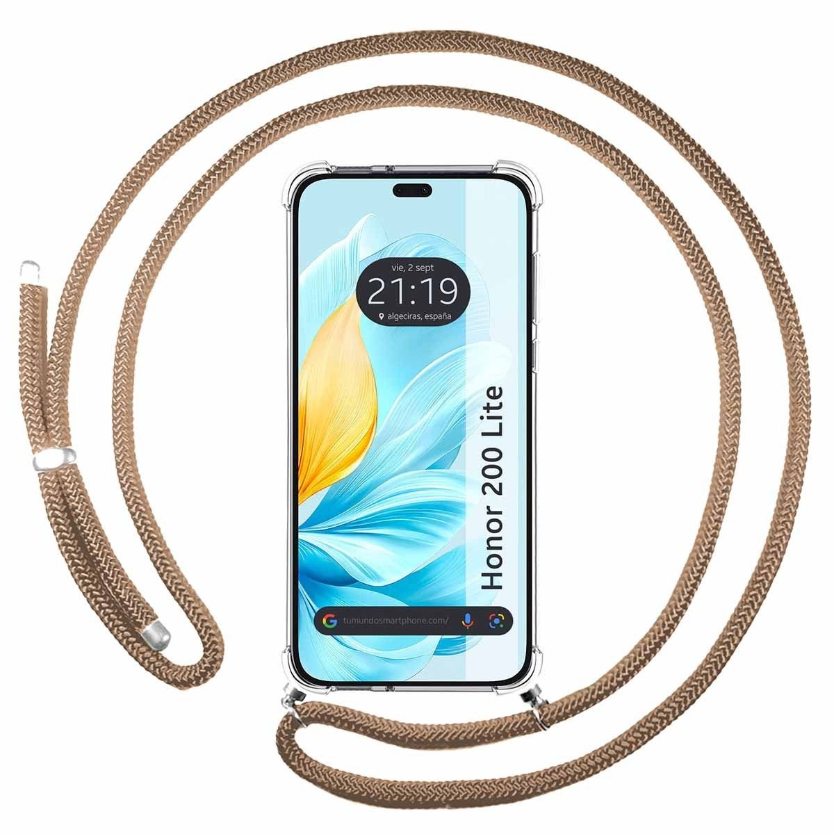 Funda Colgante Transparente para Huawei Honor 200 Lite 5G con Cordon Camel