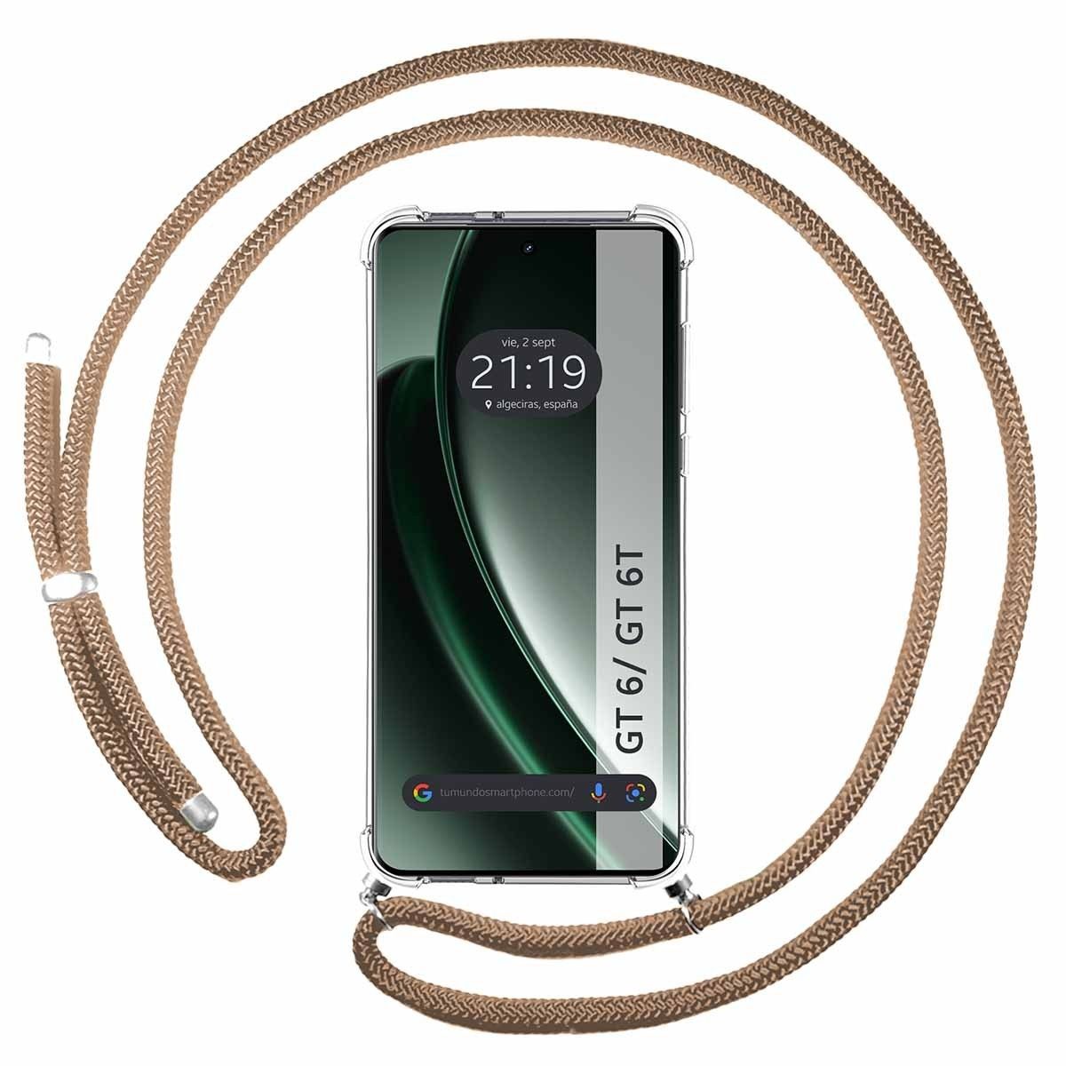 Funda Colgante Transparente para Realme GT 6 / GT 6T 5G con Cordon Camel