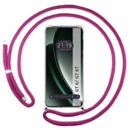 Funda Colgante Transparente para Realme GT 6 / GT 6T 5G con Cordon Rosa Fucsia