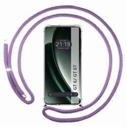 Funda Colgante Transparente para Realme GT 6 / GT 6T 5G con Cordon Morado