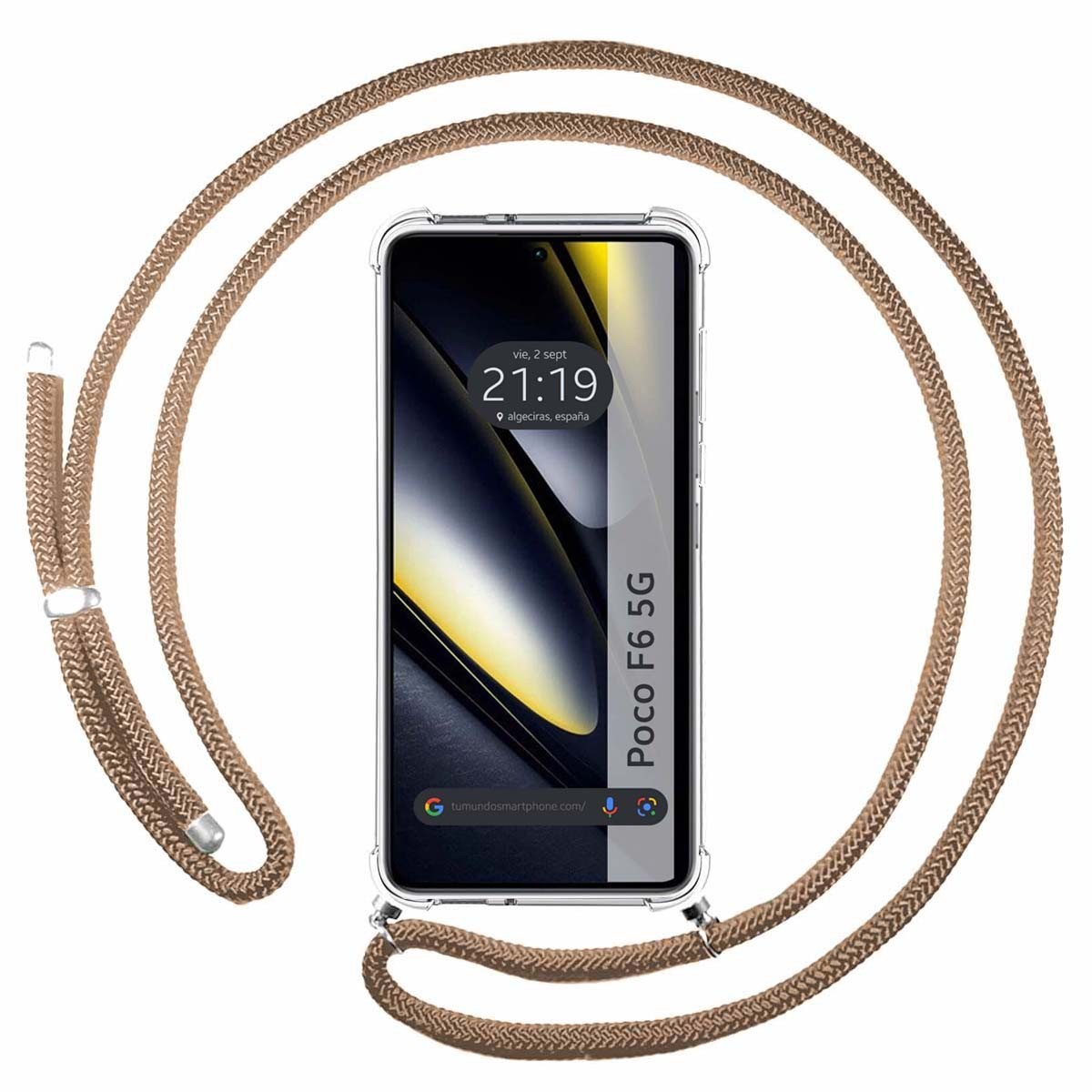 Funda Colgante Transparente para Xiaomi Poco F6 5G con Cordon Camel