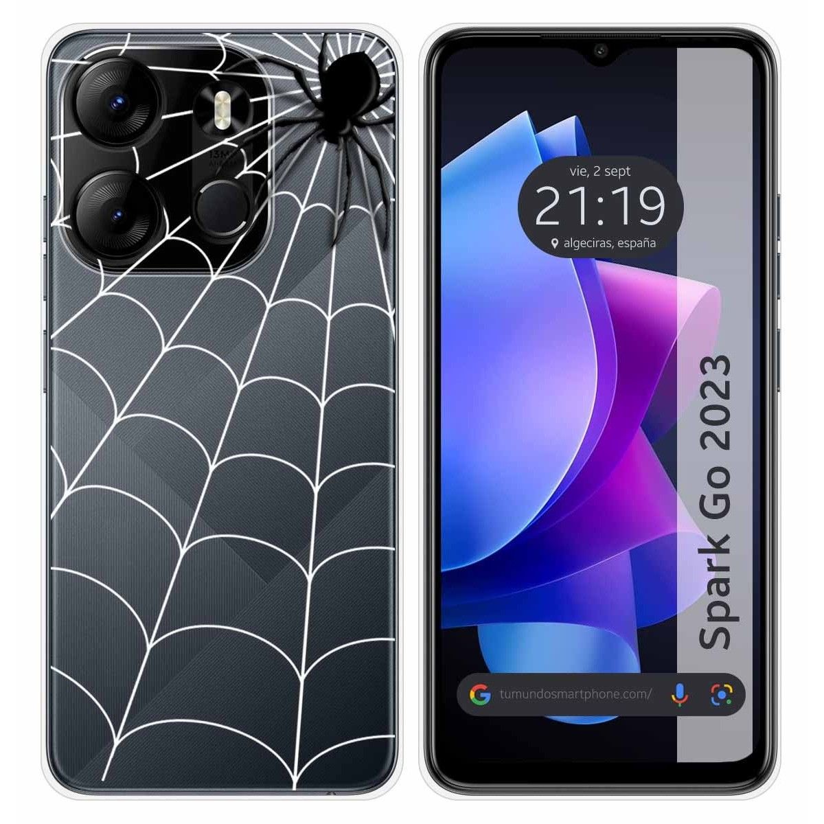 Funda Silicona Transparente para TECNO SPARK Go 2023 diseño Araña Dibujos