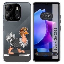 Funda Silicona Transparente para TECNO SPARK Go 2023 diseño Avestruz Dibujos