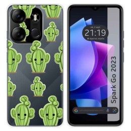 Funda Silicona Transparente para TECNO SPARK Go 2023 diseño Cactus Dibujos