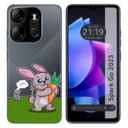 Funda Silicona Transparente para TECNO SPARK Go 2023 diseño Conejo Dibujos