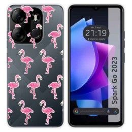 Funda Silicona Transparente para TECNO SPARK Go 2023 diseño Flamenco Dibujos