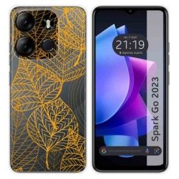 Funda Silicona Transparente para TECNO SPARK Go 2023 diseño Hojas Dibujos