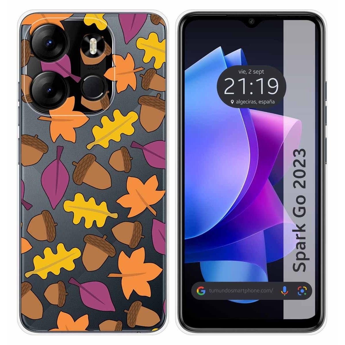 Funda Silicona Transparente para TECNO SPARK Go 2023 diseño Otoño Dibujos