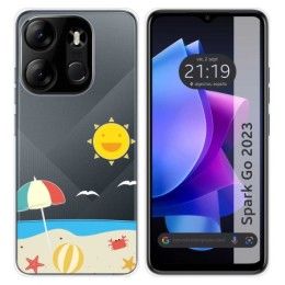 Funda Silicona Transparente para TECNO SPARK Go 2023 diseño Playa Dibujos