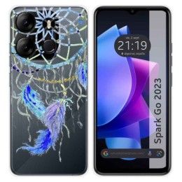 Funda Silicona Transparente para TECNO SPARK Go 2023 diseño Plumas Dibujos