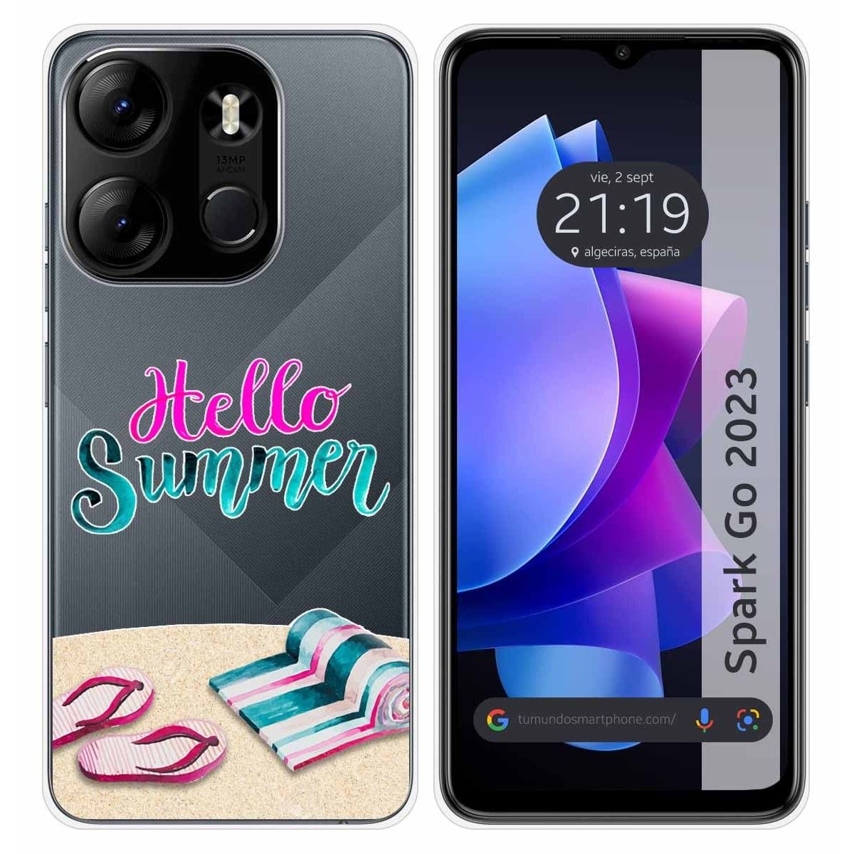 Funda Silicona Transparente para TECNO SPARK Go 2023 diseño Summer Dibujos