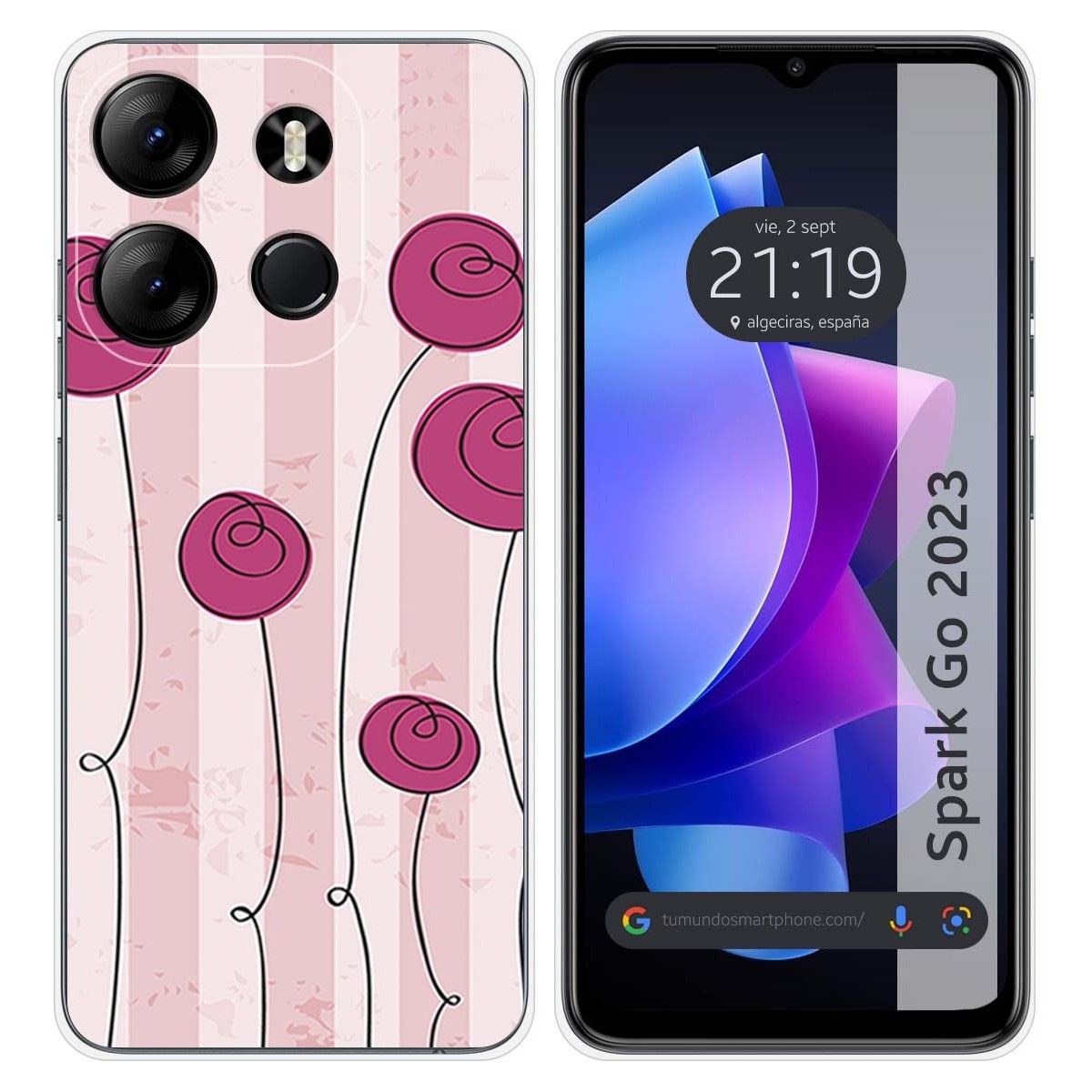 Funda Silicona para TECNO SPARK Go 2023 diseño Flores Vintage Dibujos