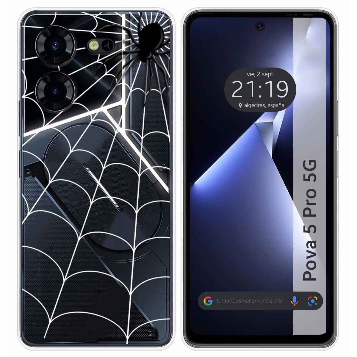 Funda Silicona Transparente para TECNO POVA 5 Pro 5G diseño Araña Dibujos