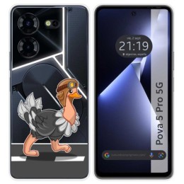 Funda Silicona Transparente para TECNO POVA 5 Pro 5G diseño Avestruz Dibujos