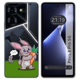 Funda Silicona Transparente para TECNO POVA 5 Pro 5G diseño Conejo Dibujos