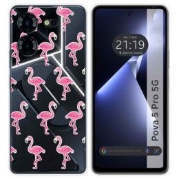 Funda Silicona Transparente para TECNO POVA 5 Pro 5G diseño Flamenco Dibujos