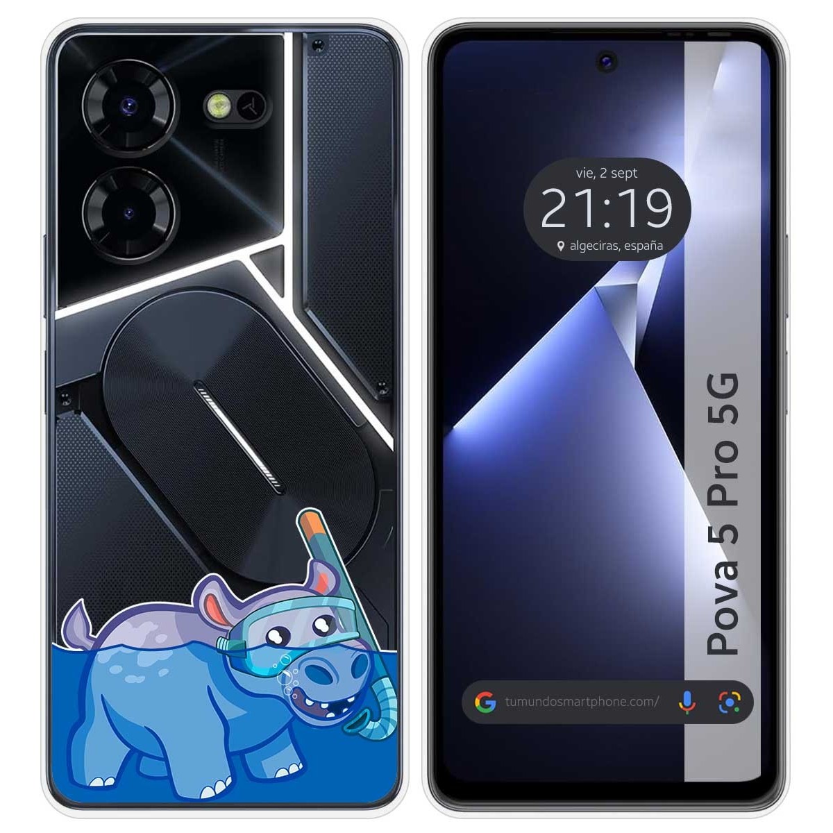 Funda Silicona Transparente para TECNO POVA 5 Pro 5G diseño Hipo Dibujos