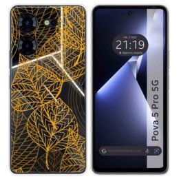 Funda Silicona Transparente para TECNO POVA 5 Pro 5G diseño Hojas Dibujos