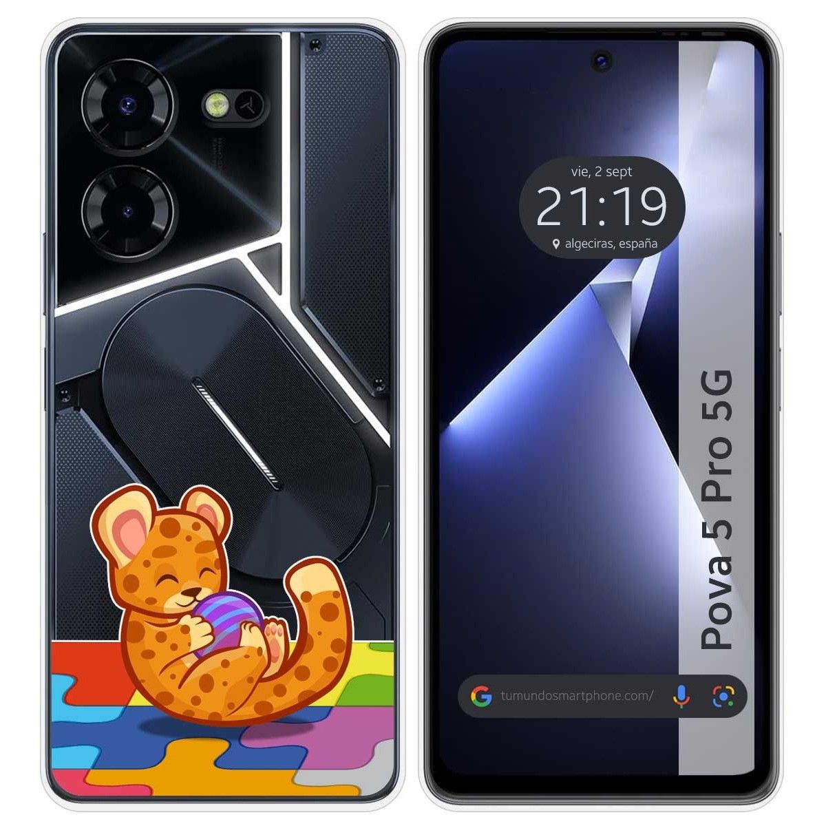 Funda Silicona Transparente para TECNO POVA 5 Pro 5G diseño Leopardo Dibujos