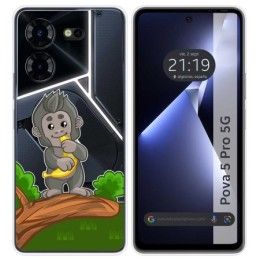 Funda Silicona Transparente para TECNO POVA 5 Pro 5G diseño Mono Dibujos