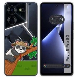 Funda Silicona Transparente para TECNO POVA 5 Pro 5G diseño Panda Dibujos