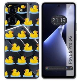 Funda Silicona Transparente para TECNO POVA 5 Pro 5G diseño Pato Dibujos