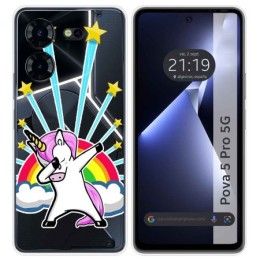 Funda Silicona Transparente para TECNO POVA 5 Pro 5G diseño Unicornio Dibujos