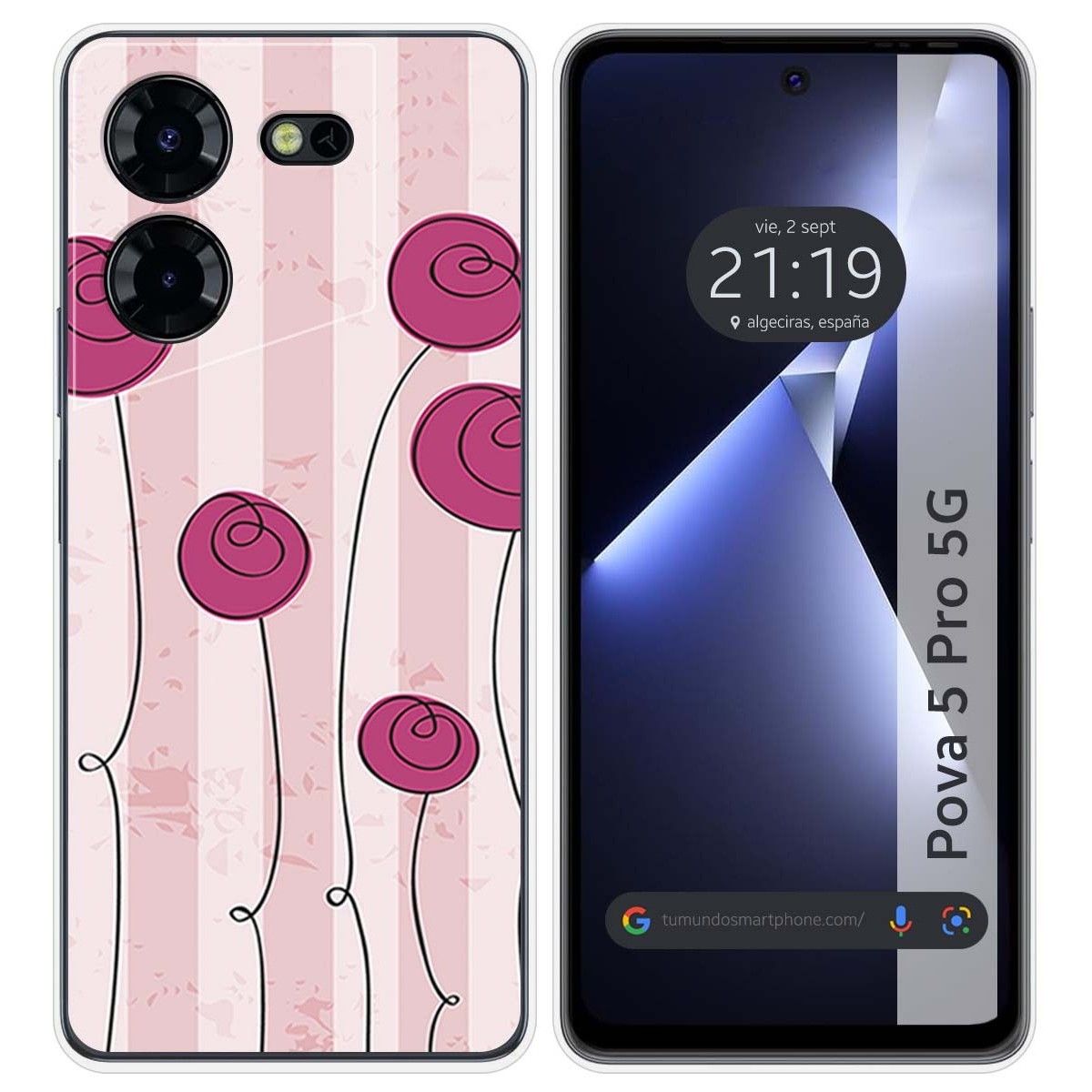 Funda Silicona para TECNO POVA 5 Pro 5G diseño Flores Vintage Dibujos