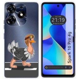 Funda Silicona Transparente para TECNO SPARK 10 Pro diseño Avestruz Dibujos