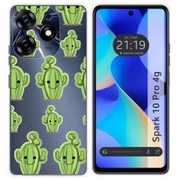 Funda Silicona Transparente para TECNO SPARK 10 Pro diseño Cactus Dibujos